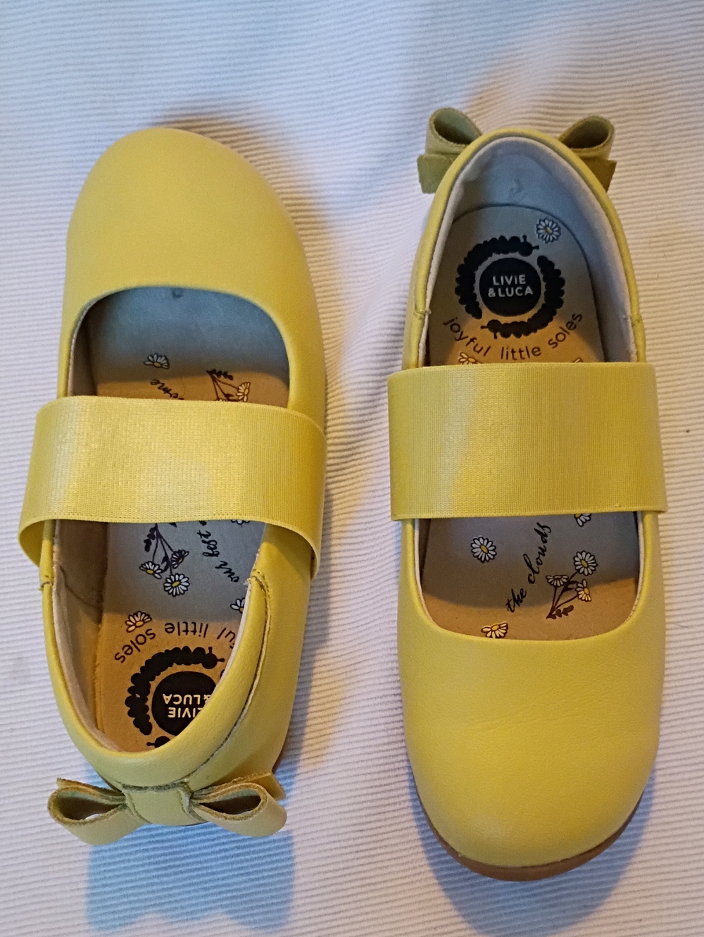 Livie & Luca Yellow Girls' Mary Jane Bow Strap Shoes